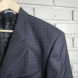Zanieri Lanifico Tessilstrona Mens Wool Windowpane Blazer Sport Coat 44R Italy